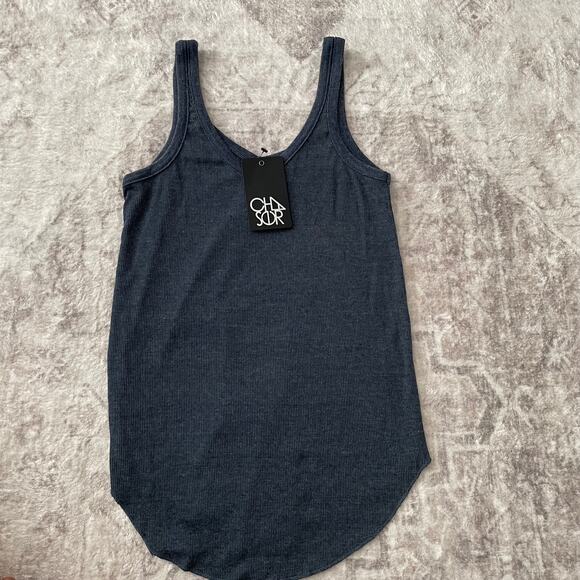 Chaser Tops - Chaser Ribbed Tank Top Blue Medium New